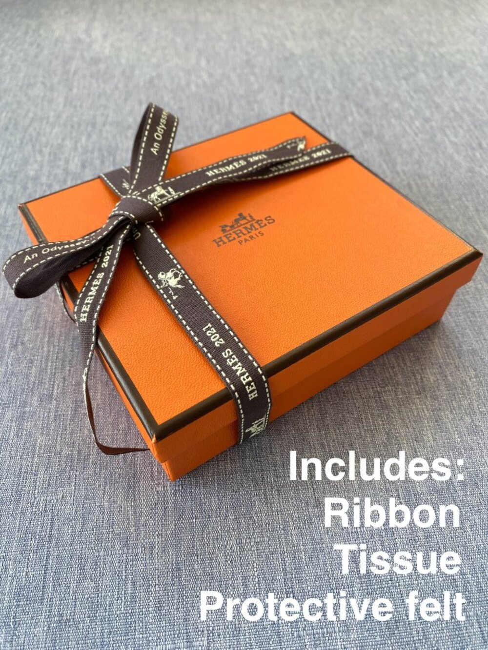 Authentic Hermès | Orange Box with Tissue Ribbon Gift Decoration Storage